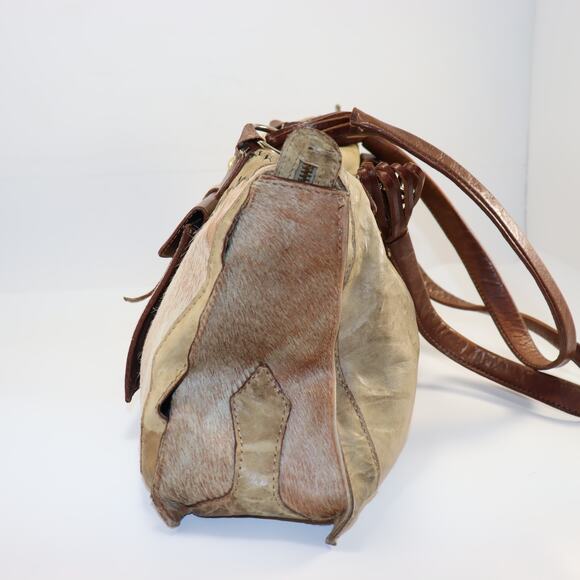 Nardelli Genuine Leather & Hair-on-Hide Italian Tote Shoulder Bag - Picture 4 of 9